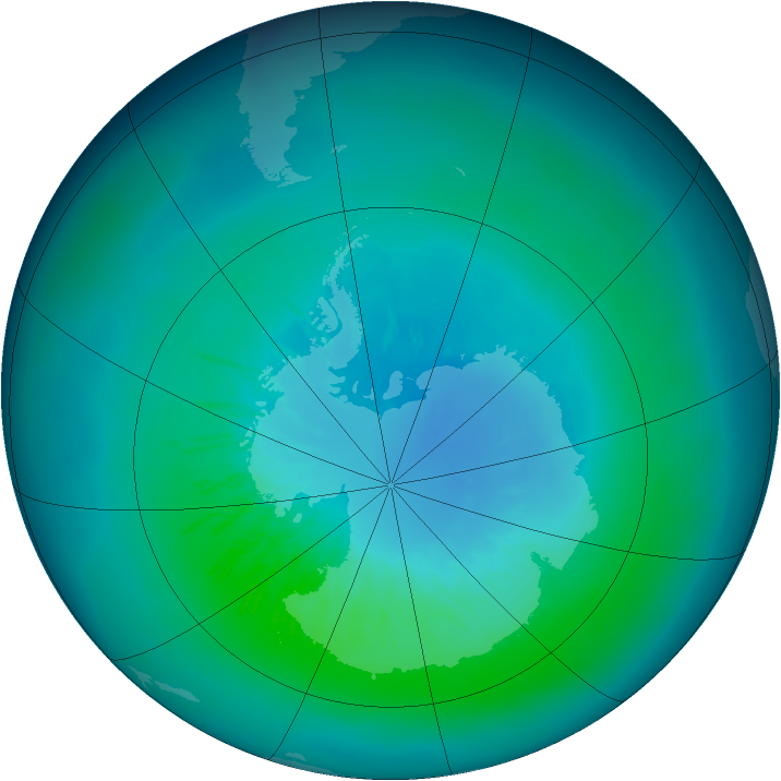 Antarctic ozone map for March 2010